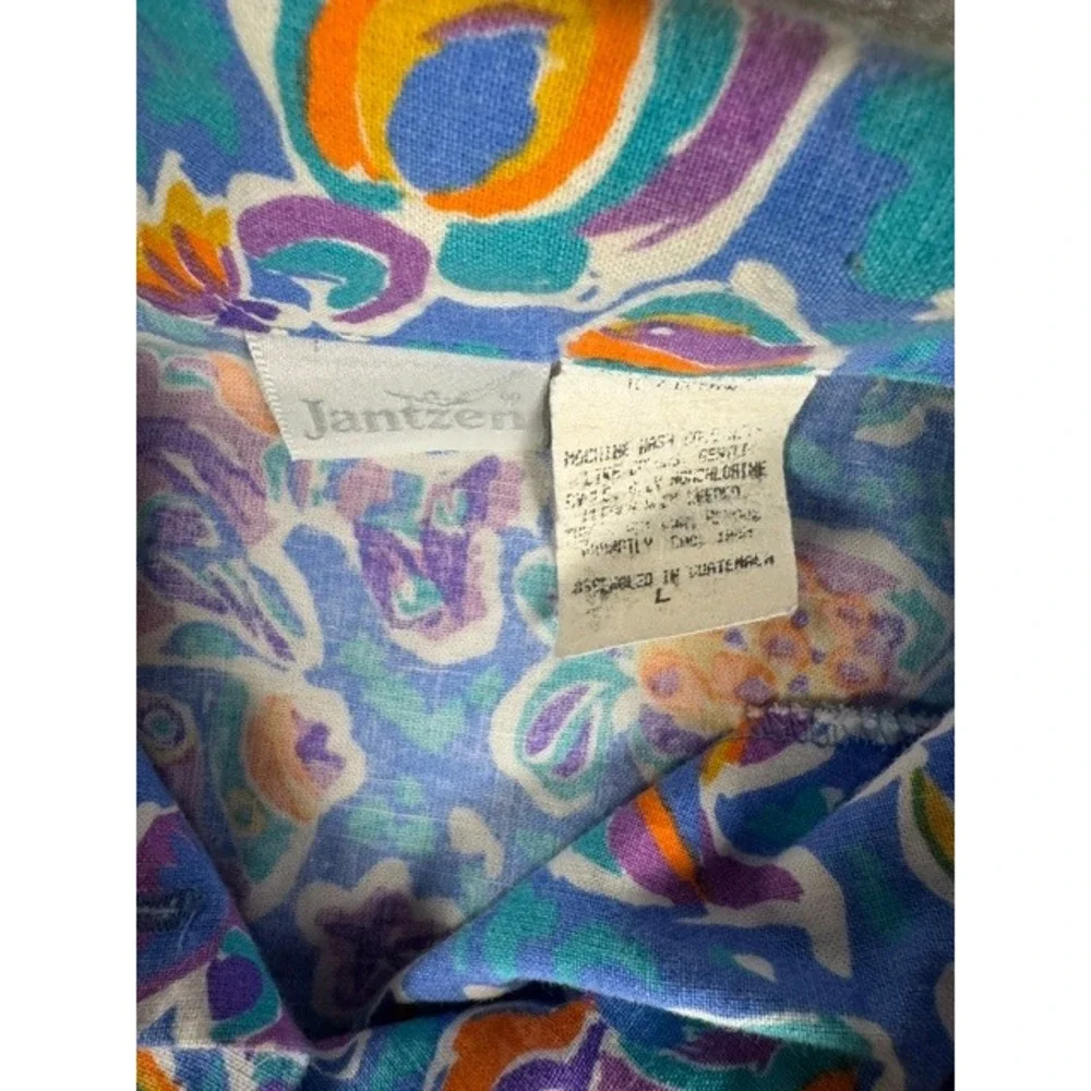 Jantzen Shirt/Short Set Women's 14 Blue Tropical Fish Print Vintage 2 Piece